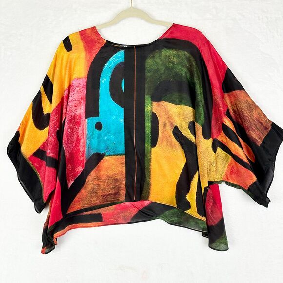 Cocoon House Silk Kimono Top One Size Festival Asian Artsu Art To Wear Lagenlook - Picture 2 of 5